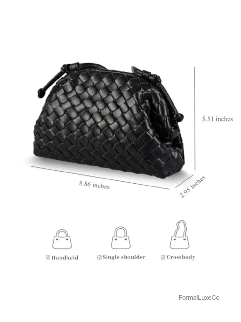 Woven Pleated Vegan Leather Evening Clutch Purse